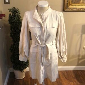 Anthropologie Cream Utility Jacket with Belted Waist